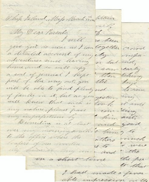 Union officer John Franklin Godfrey (1839-1885) of Bangor, Maine wrote the following six (6) letters to his parents.  An educated man with some considerable travel experience, Godfrey was commiss