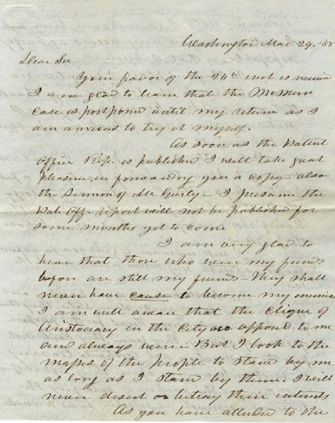 Politician's Letter Regarding Slavery and the Annexation of Texas