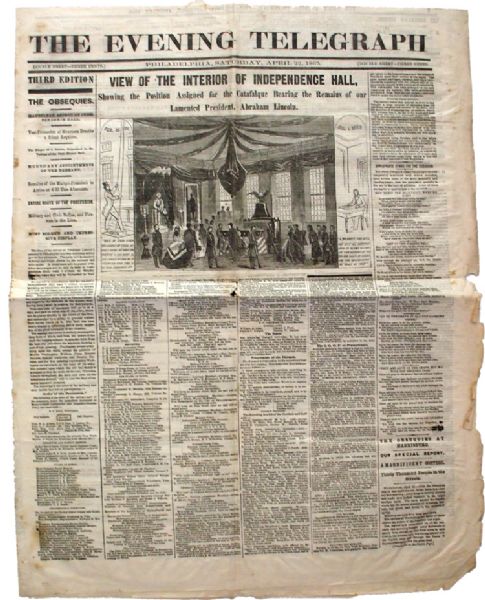 Lincoln Mourning Newspaper from Philadelphia