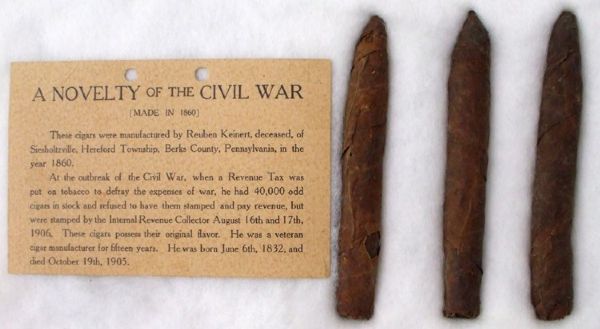 Three Civil War Cigars. Wow.