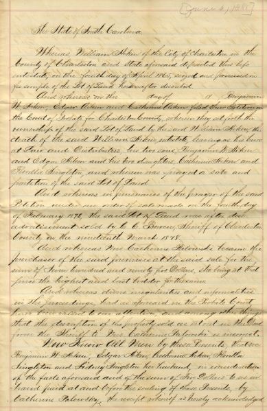 H.H. DeLeon - Slave Auctioneer Signed Document