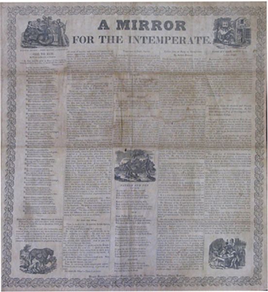 Early 19th Century Temperance Broadside Printed in Boston on Linen