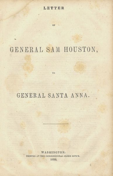 Sam Houston to Santa Anna
