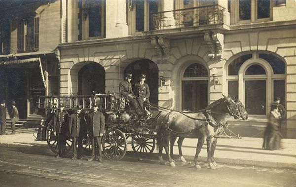 Real Photo Postcard of a Horse Drawn Fire Wagon