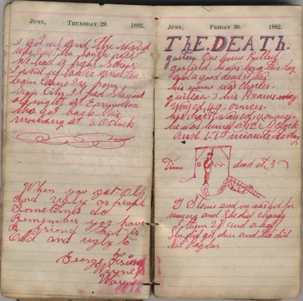 Diary With Illustration of the hanging of Garfield's Assassin, Charles Guiteau