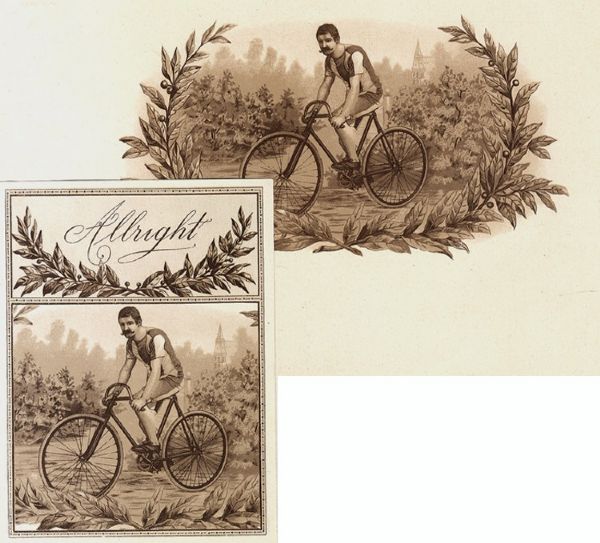 Two Albright Bicyclist Cigar Labels