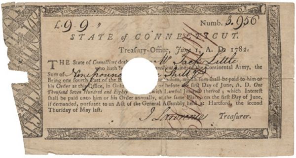Pay certificate for Jack Little, a Black Soldier, For Serving in the Revolutionary War 