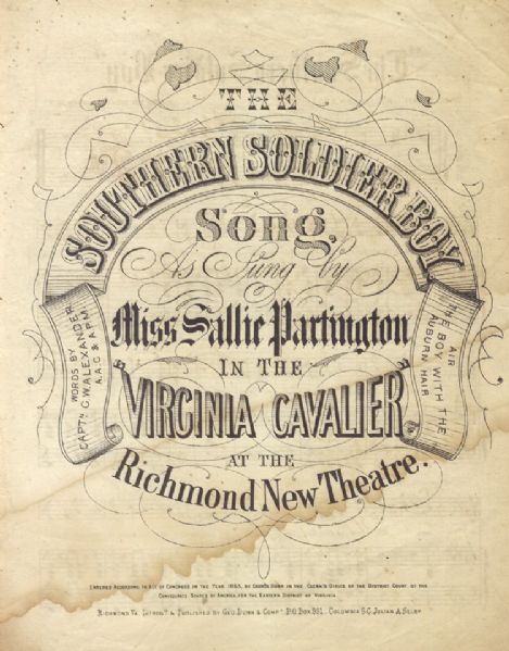 1863 The Southern Soldier Boy Sheet Music