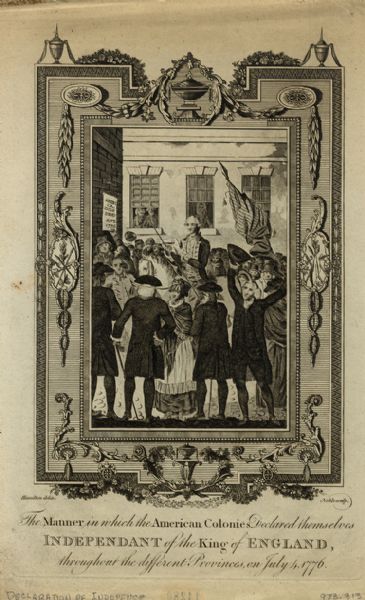 Barnard's Copperplate Engraving of The Reading of The Declaration of Independence.  