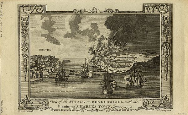 Barnard's Copperplate Engraving of The Battle of Bunker Hill.  