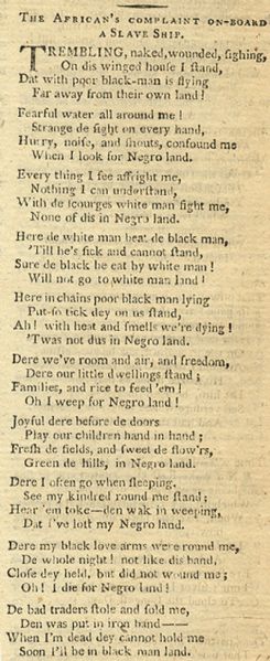 Early Slavery Poem Written From The Perspective Of The Ship Bound Slave