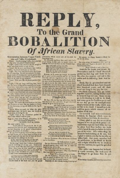 The Grand BOBALITION Of African Slavery Broadside….African American Celebrations of the Abolition of the Trans Atlantic Slave Trade