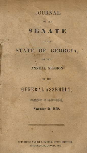 The Georgia Senate Responds to Harpers Ferry