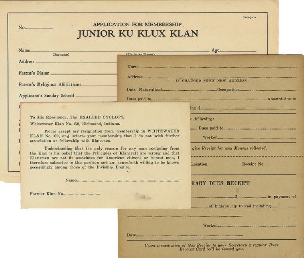 Three Blank 1920s KKK Forms