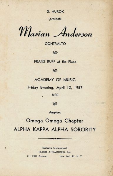 1950s Concert Program Features Marian Anderson