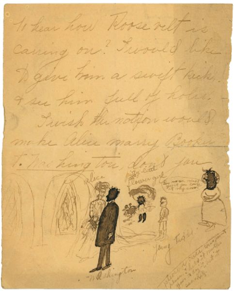Racist, Anti Roosevelt Drawing with Note