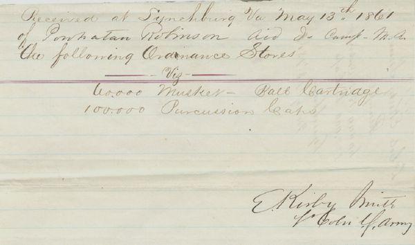 Early War Confederate Receipt Signed by Edmund Kirby Smith 