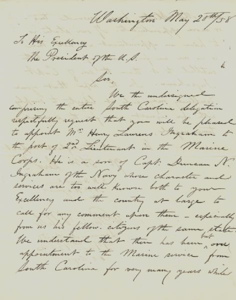 The South Carolinian Delegation Pressures President Buchanan for An Appointment