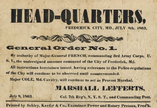 Historic Frederick City Maryland Is Placed Under Martial Law After the Gettysburg Battle
