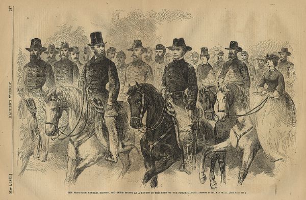 The President Reviews The Troops on Horseback
