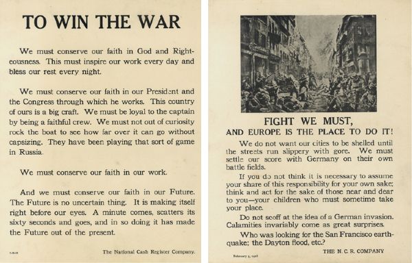 A Pair of WWI Patriotic Broadsides Issued by National Cash Register