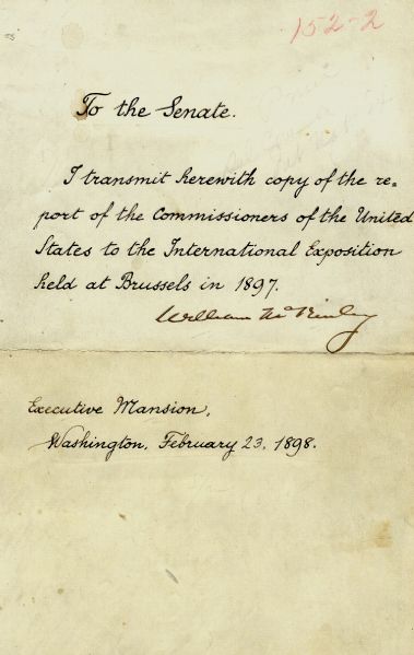 Rare President McKinley Document as President - Reports to the United States Senate