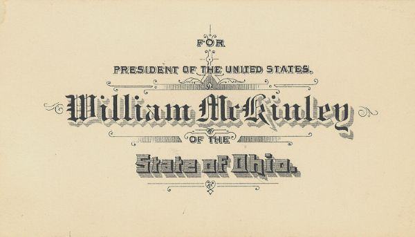 Nice William McKinley Presidential Elector Vote Card