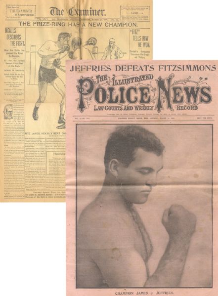 Two Newspapers With Boxing Leads