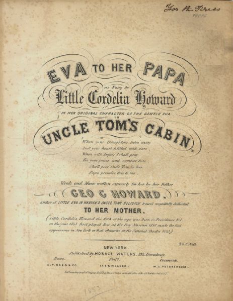 The First Theatrical Production of Harriet Beecher Stowe's Uncle Tom's Cabin