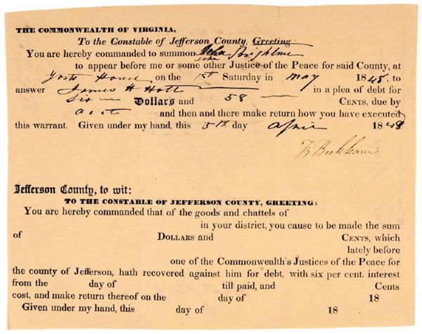 John Brown's Harpers Ferry Raid Related Document