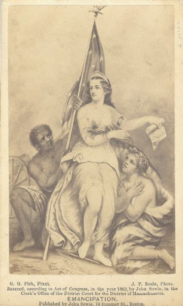 1863 CDV Lady Liberty & Slaves, EMANCIPATION