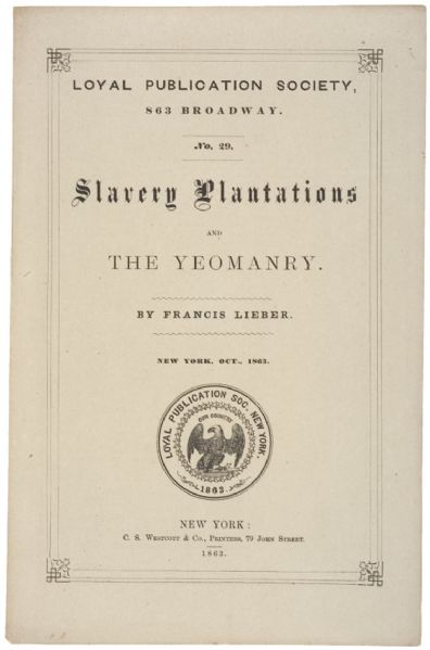 SLAVERY PLANTATIONS AND THE YEOMANRY