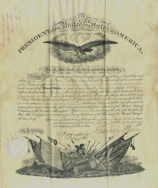 Military Commission Signed by Pierce and Davis