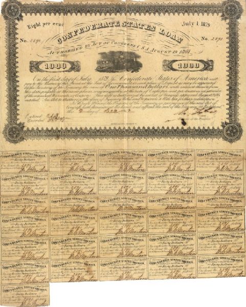 Confederate Act of August 19, 1861 Bond
