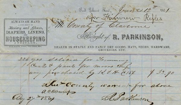 Early War Mississippi Company Receipt
