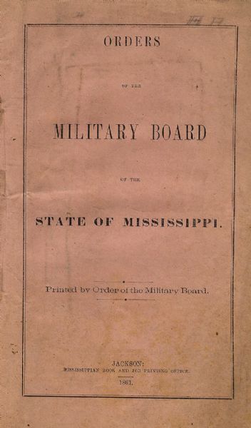 Rare Mississippi Military Board Imprint