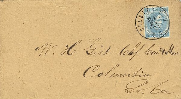Confederate Cover - Chester C.H., S.C. - Sent to William Henry Gist, Leader of the Secession Movement in South Carolina!