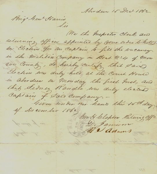 Letter Docketed by Confederate Brigadier John V. Harris