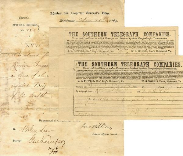 Three Documents Pertaining to C.S.A. Brigadier Edwin G. Lee