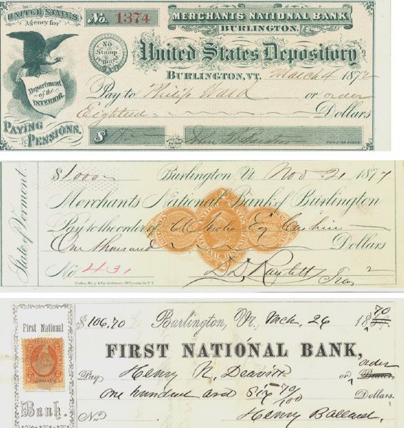 St, Albans, Vermont Confederate Raid Related Signed Checks