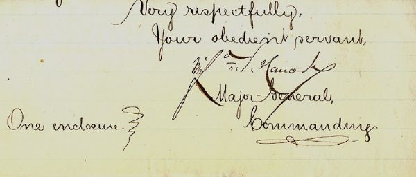 Winfield Scott Hancock Signature: Gettysburg, Lincoln Conspirator's Executioner & Presidential Contender