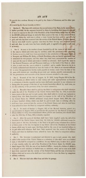 1862 Civil War Military Draft Broadside For Rhode Island