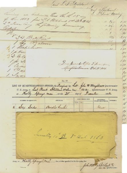Small Archive of Documents for Iowa Quartermaster Lt. Frank Stoddard.
