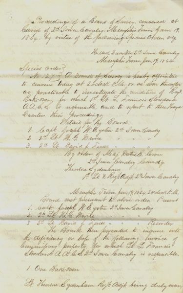 Iowa Document by Future Brigadier-General 