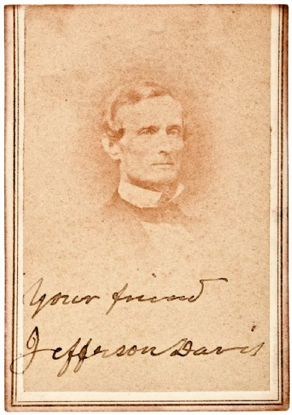 Jefferson Davis, War Dated, Signed & Inscribed Carte-de-Visite Photograph