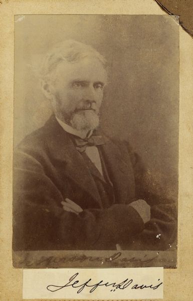 Cabinet Card Photograph of Jeff Davis with Clipped Signature