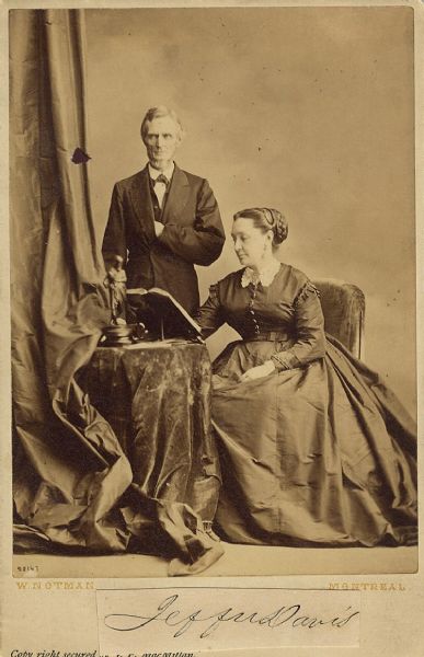 Cabinet Card of Jefferson and Varina Davis with Clipped Signature