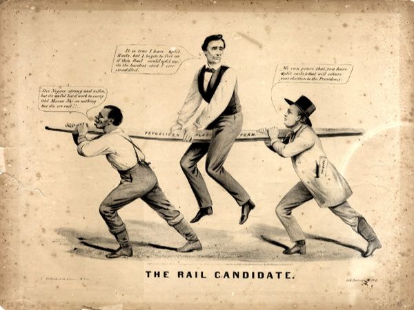 Lincoln Uncomfortably Riding the Anti Slavery Republican Plank