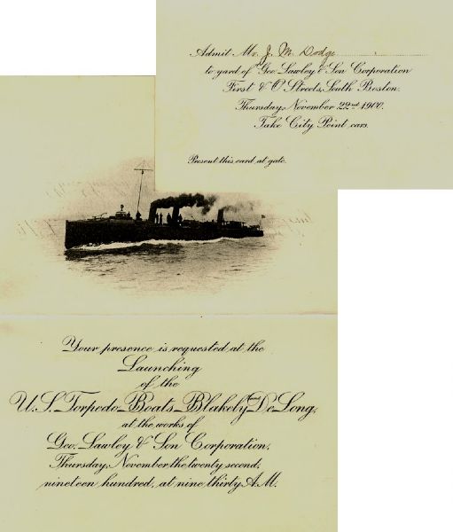Invitation to U. S. Navy Torpedo Boat Launching