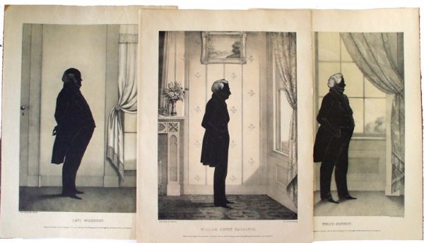 1844 Set of Kellogg Silhouettes Including President William H. Harrison